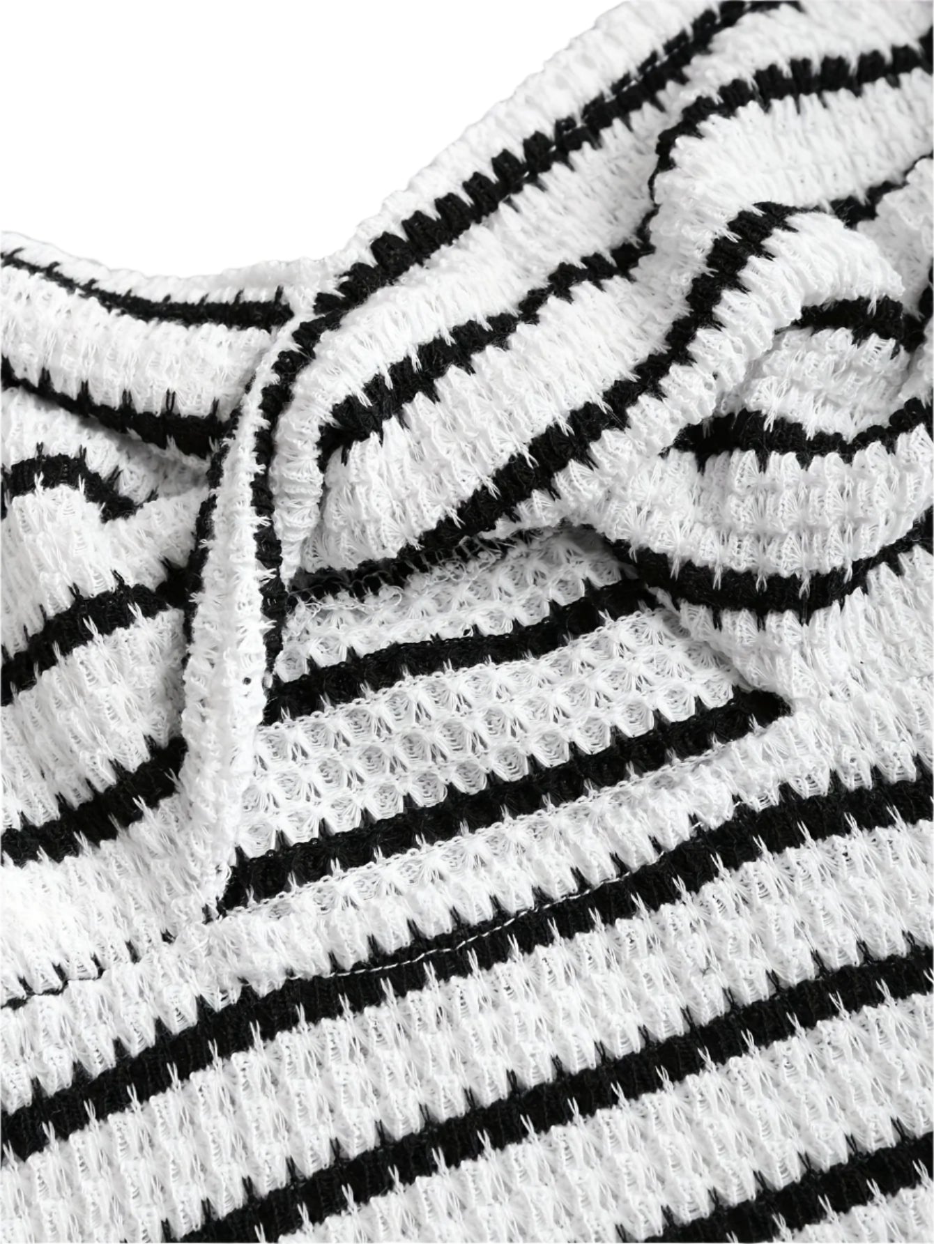 Women's Striped Cut-Out Twist Front Crop Off Shoulder Top