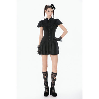 Dark in Love Lolita Bow-Trim Lace Dress