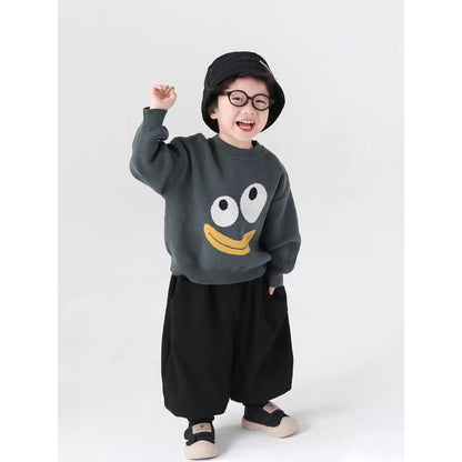 Cute Patterned Crew-neck Top For Boys