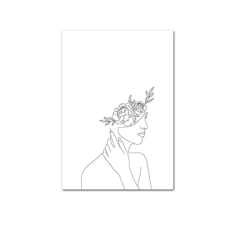 Abstract Botanical Canvas Drawing Style Home Decor