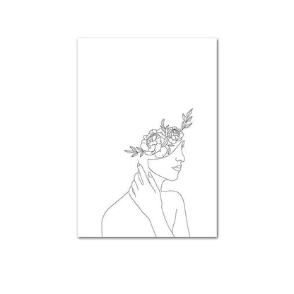 Abstract Botanical Canvas Drawing Style Home Decor