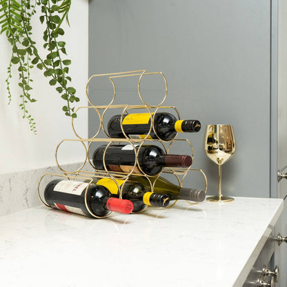 10 Bottle Rounded Wine Rack - Gold