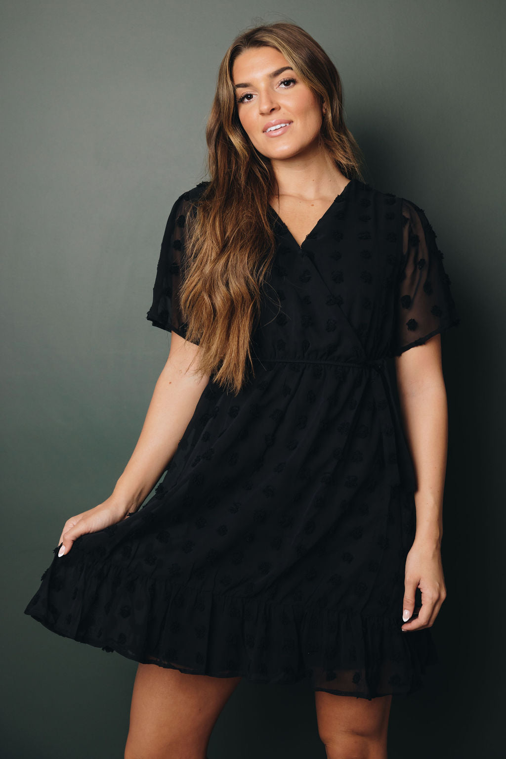 Robe portefeuille Georgie à pois suisses