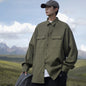 Loose-fitting Trendy Army-green Coat Long-sleeve Shirt