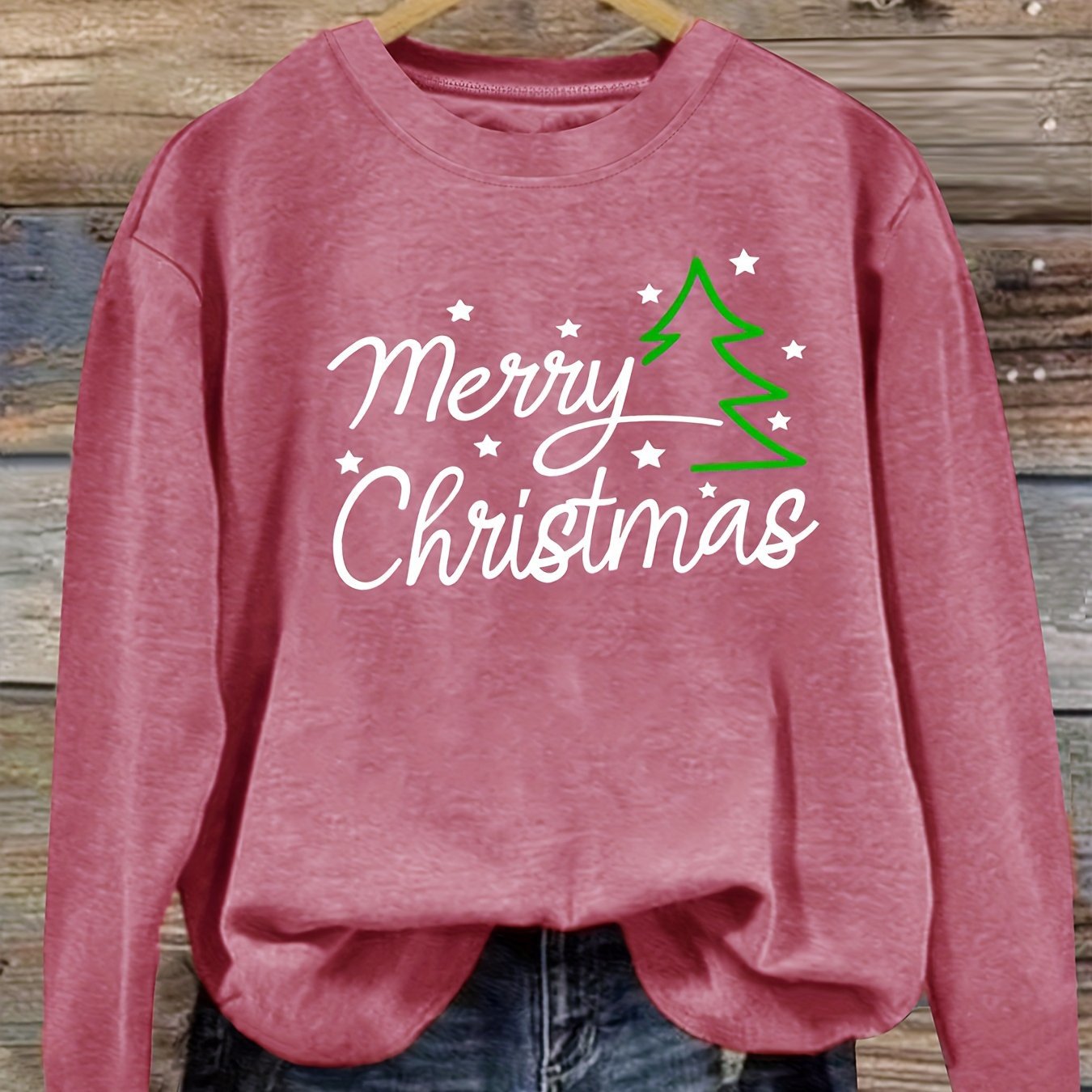 Women's Crew Neck Long Sleeve Top | Merry Christmas