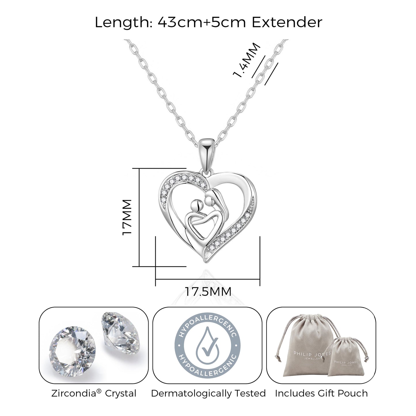 Mother And Child Necklace with Quote Card Created with Zircondia® Crystals