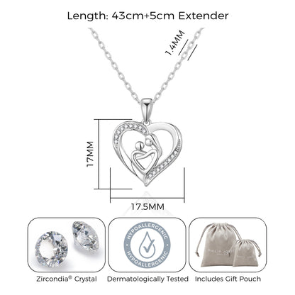 Mother And Child Necklace with Quote Card Created with Zircondia® Crystals