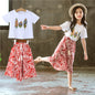 Leaf Printed Wide-leg Pants