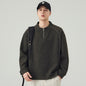 Casual Raglan Sleeve Half Zip Stand Collar Men's Sweatshirt