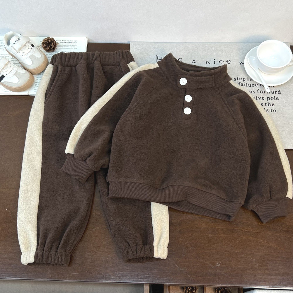 Splicing side strip casual two-piece set