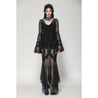 Haut Zuri gothique romantique en dentelle à manches cloche et poignets superposés Dark in Love