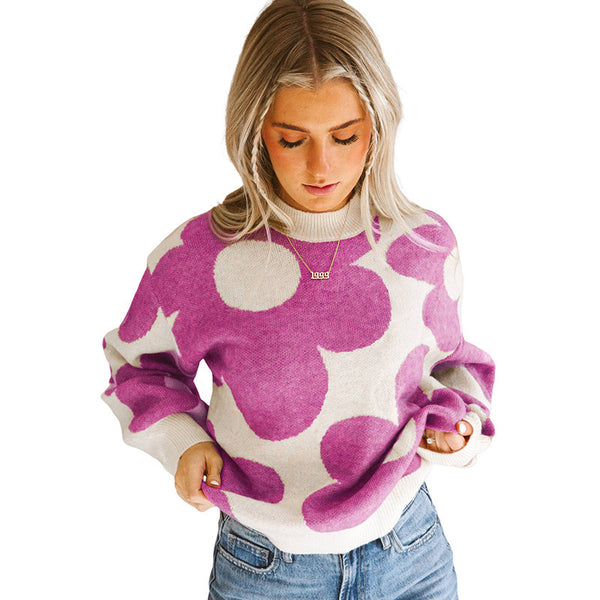 Warm Contrast Color Sweater Women - Stuffs & Savers