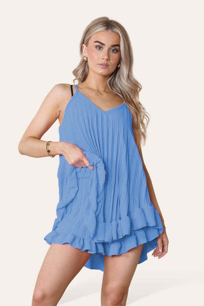 Cami Pleated Frill Hem Set