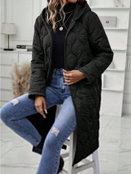 Zipper Fly Hooded Padded Coat