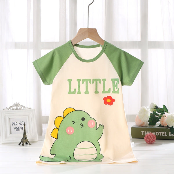 Chemise de nuit pour fille en pur coton, fine, d'été, pour la maison