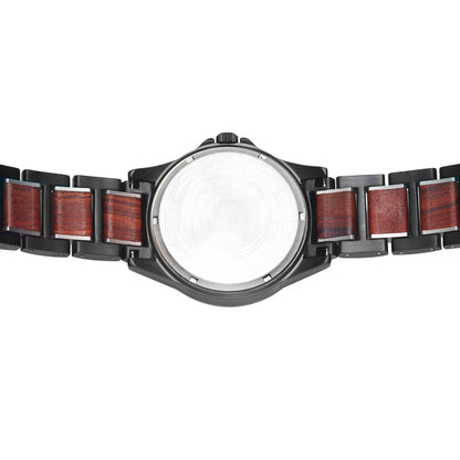 Men Quartz Sandalwood Watch Black