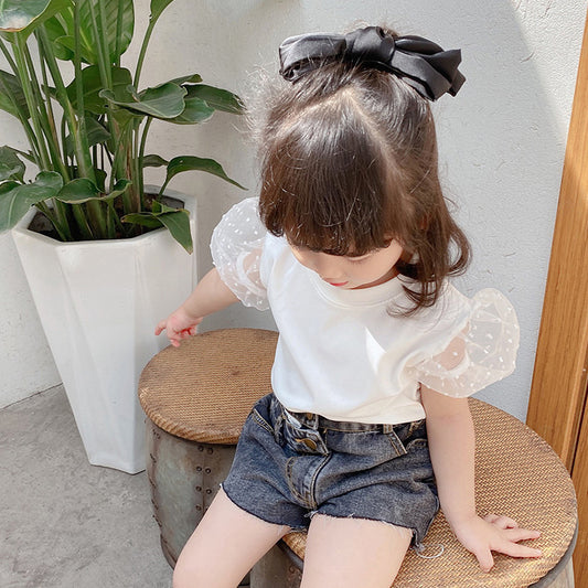 Children's Trumpet Sleeve Top Bottoming Shirt