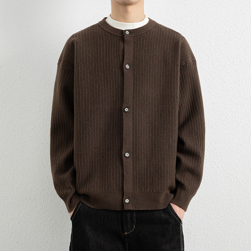 Men's Round Neck Cardigan Sweater