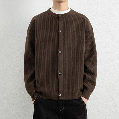 Men's Round Neck Cardigan Sweater