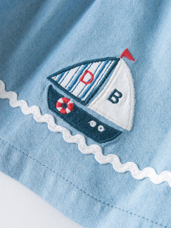 Baby blue striped short sleeve dress