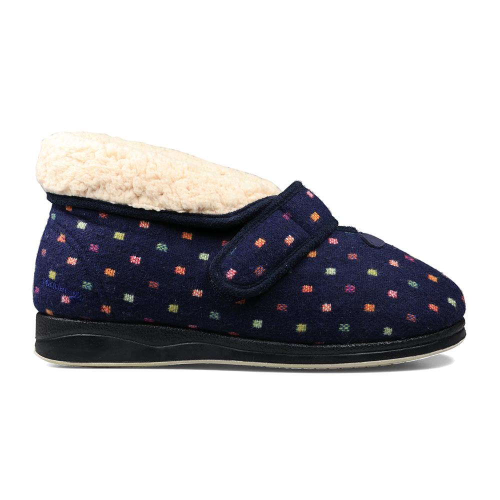 Padders + Ladies Slippers Dual Fit 4E/6E & 6E BESS - Navy Woven Spot