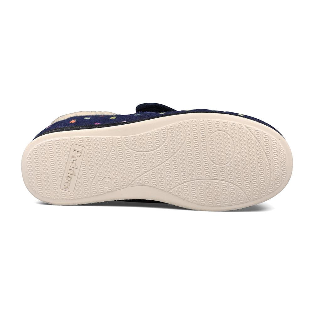 Padders + Ladies Slippers Dual Fit 4E/6E & 6E BESS - Navy Woven Spot
