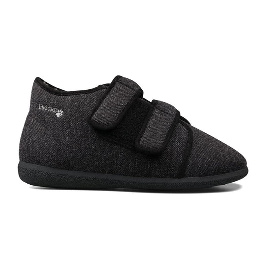 Padders+ Chaussons Homme Double Ajustement K/L BRIAN - CHARBON MOUCHETÉ