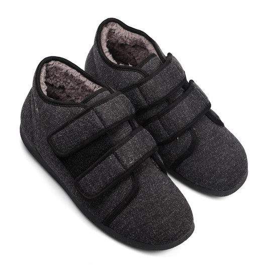 Padders+ Chaussons Homme Double Ajustement K/L BRIAN - CHARBON MOUCHETÉ
