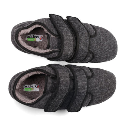 Padders+ Mens Slippers Dual Fit K/L BRIAN - CHARCOAL FLECK