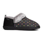 Padders Ladies Slippers 2E Side Stitched Washable DORA - CHARCOAL WOVEN SPOT