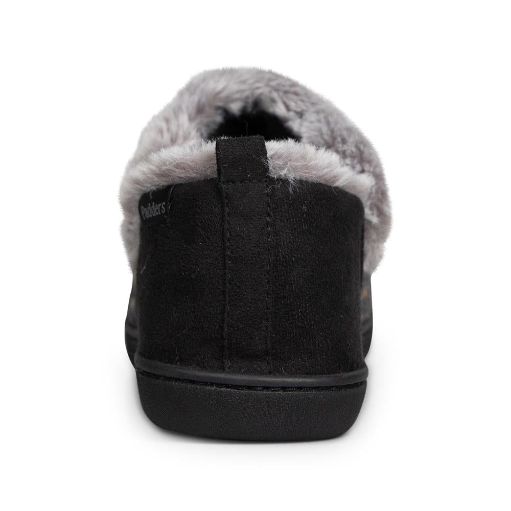 Padders Ladies Slippers 2E Side Stitched Washable DORA - CHARCOAL WOVEN SPOT