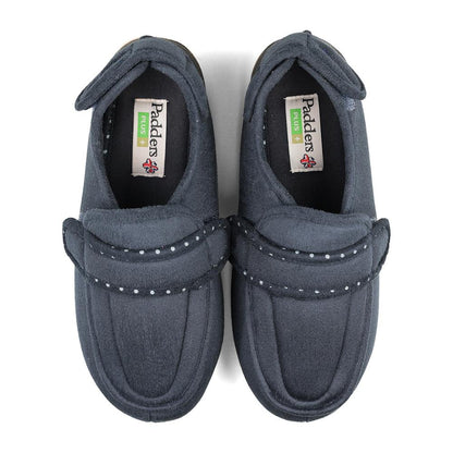 Padders + Ladies Slippers 2E Fit Vulcanised ENFOLD - Navy