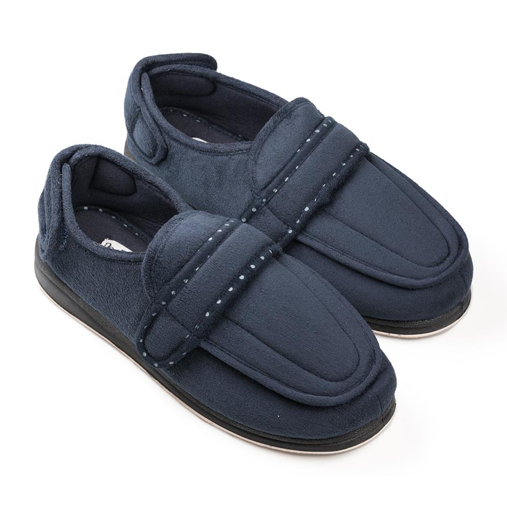 Padders + Ladies Slippers 2E Fit Vulcanised ENFOLD - Navy