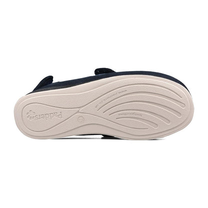 Padders + Ladies Slippers 2E Fit Vulcanised ENFOLD - Navy