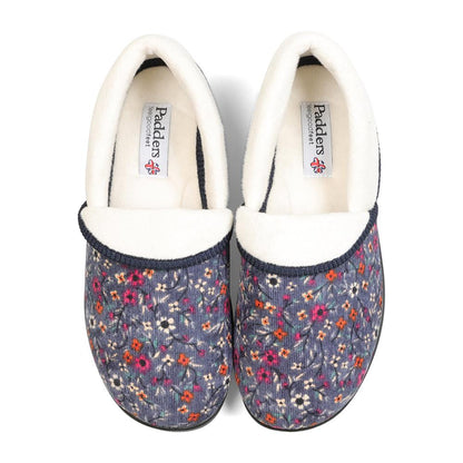 Chaussons pour femme Padders 2E Fit Construction DM MELLOW - Cordon fleuri denim