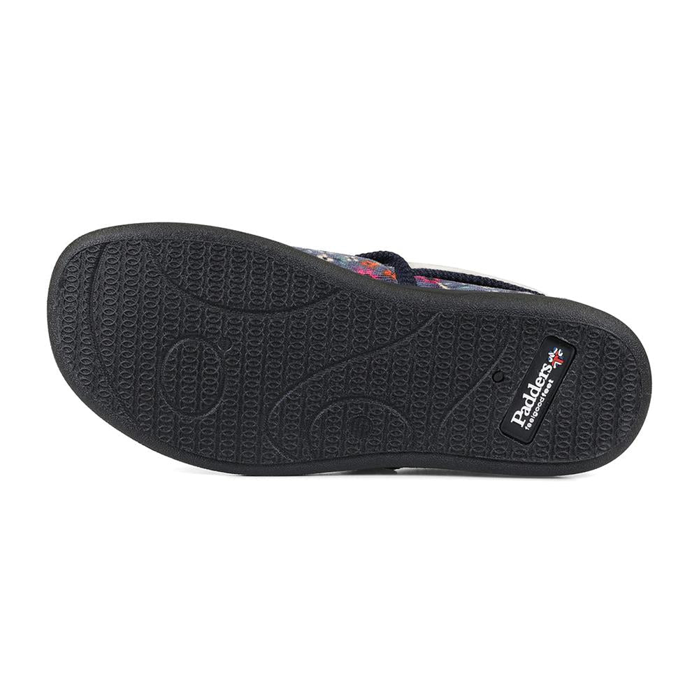 Chaussons pour femme Padders 2E Fit Construction DM MELLOW - Cordon fleuri denim