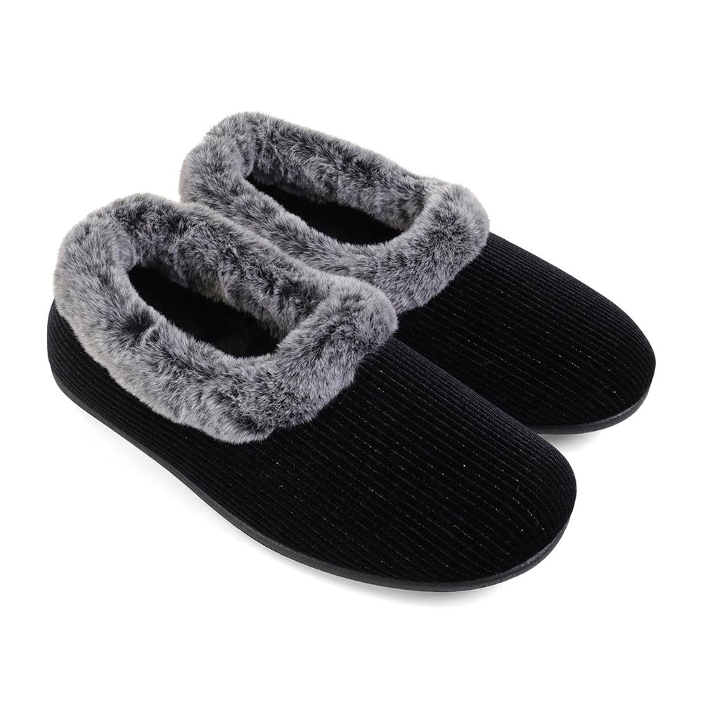 Padders Ladies Dual Fit Slippers 2E/3E SHAE - BLACK SPARKLE CORD