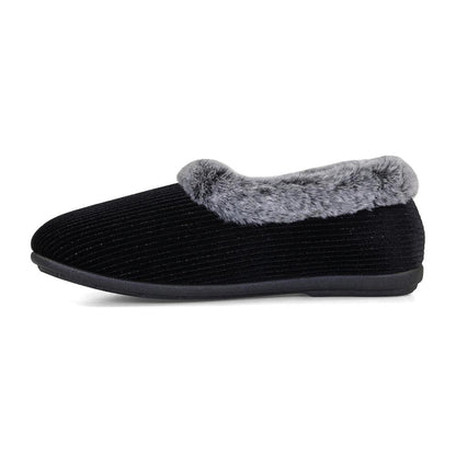 Padders Ladies Dual Fit Slippers 2E/3E SHAE - BLACK SPARKLE CORD