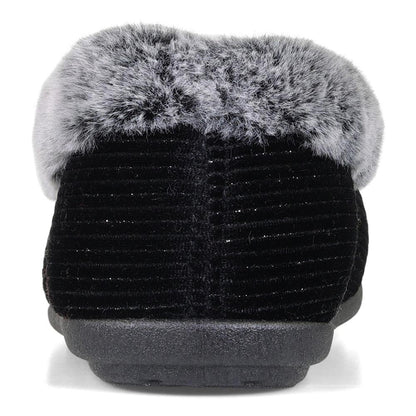 Padders Ladies Dual Fit Slippers 2E/3E SHAE - BLACK SPARKLE CORD