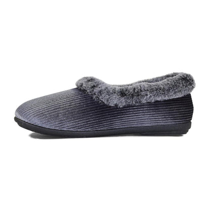 Padders Ladies Dual Fit Slippers 2E/3E SHAE - Grey Sparkle Cord
