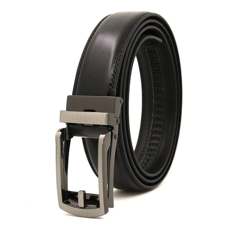 Men's automatic buckle two-layer cowhide leather belt ﻿