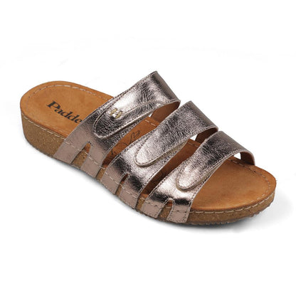 Padders Ladies Comfort Sandals 2E Fit ATLANTA - Metallic