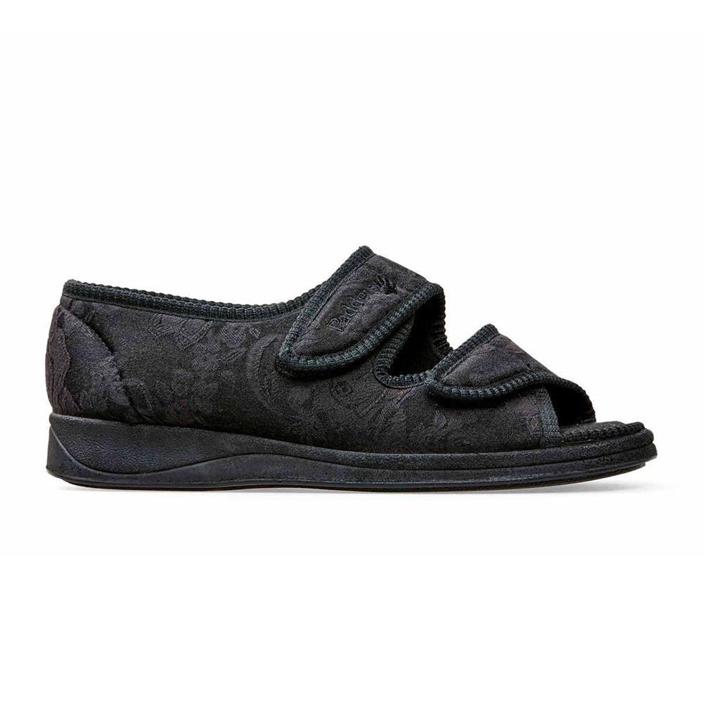 Padders + Ladies Slippers 2E Fit Vulcanised LYDIA - Black