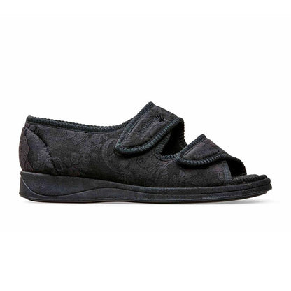 Padders + Ladies Slippers 2E Fit Vulcanised LYDIA - Black