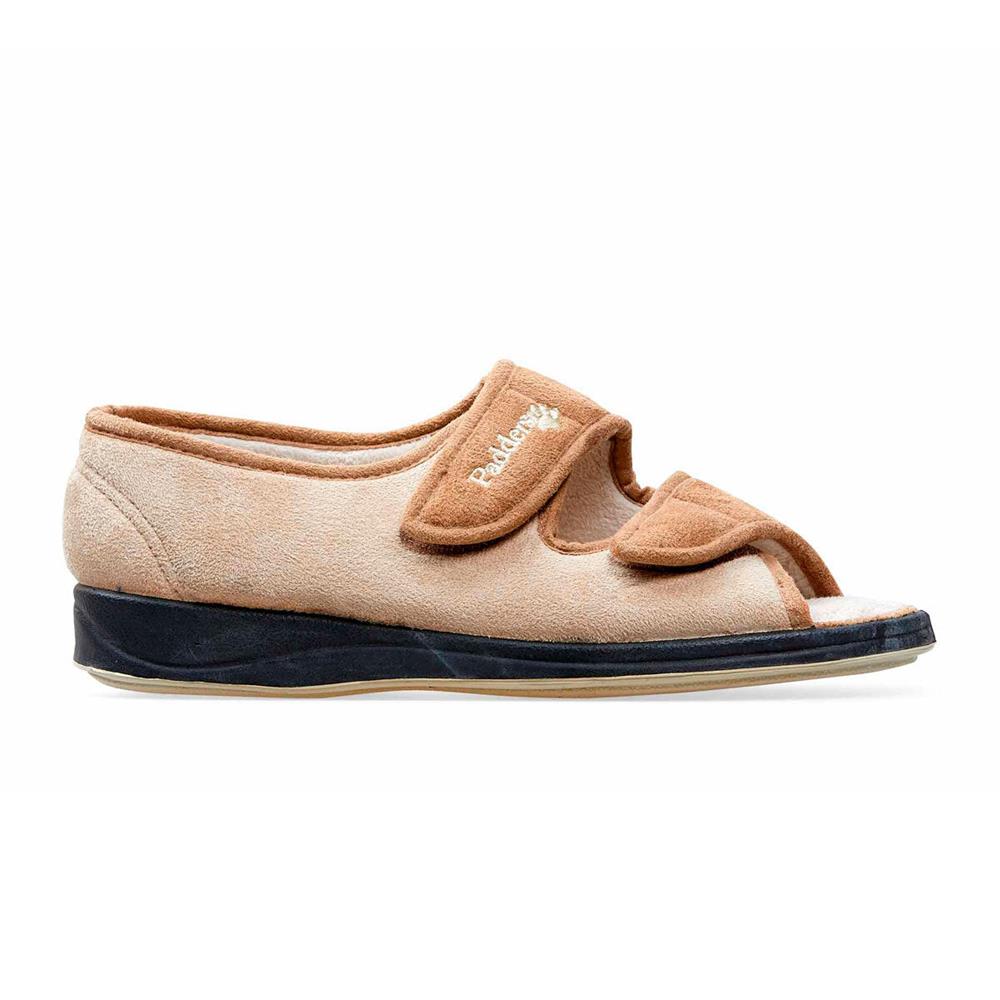 Padders + Ladies Slippers 2E Fit Vulcanised LYDIA - Taupe
