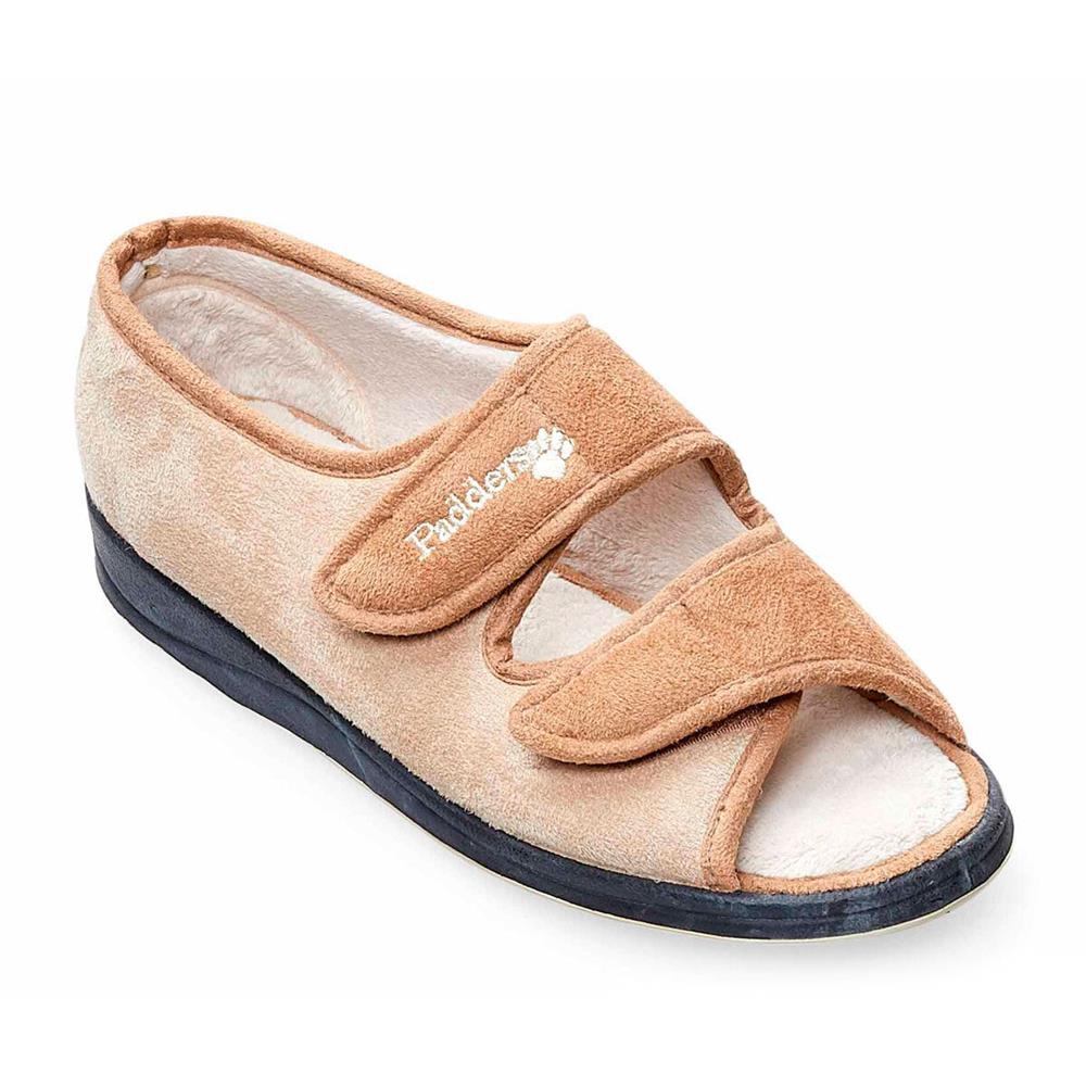 Padders + Ladies Slippers 2E Fit Vulcanised LYDIA - Taupe