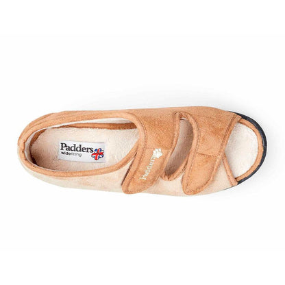 Padders + Ladies Slippers 2E Fit Vulcanised LYDIA - Taupe