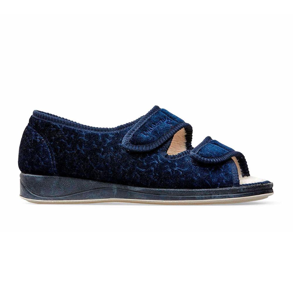 Padders + Ladies Slippers 2E Fit Vulcanised LYDIA - Navy