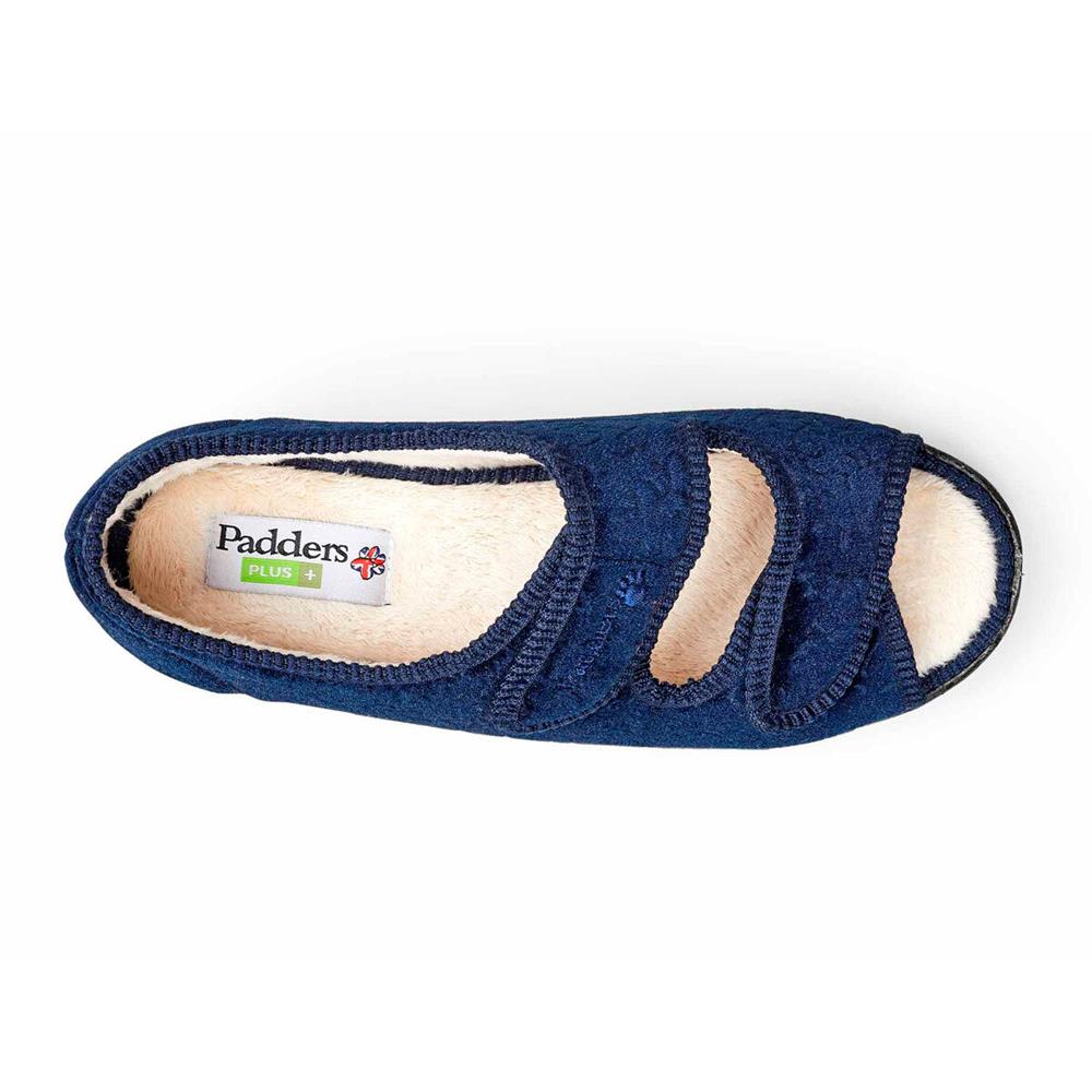 Padders + Ladies Slippers 2E Fit Vulcanised LYDIA - Navy