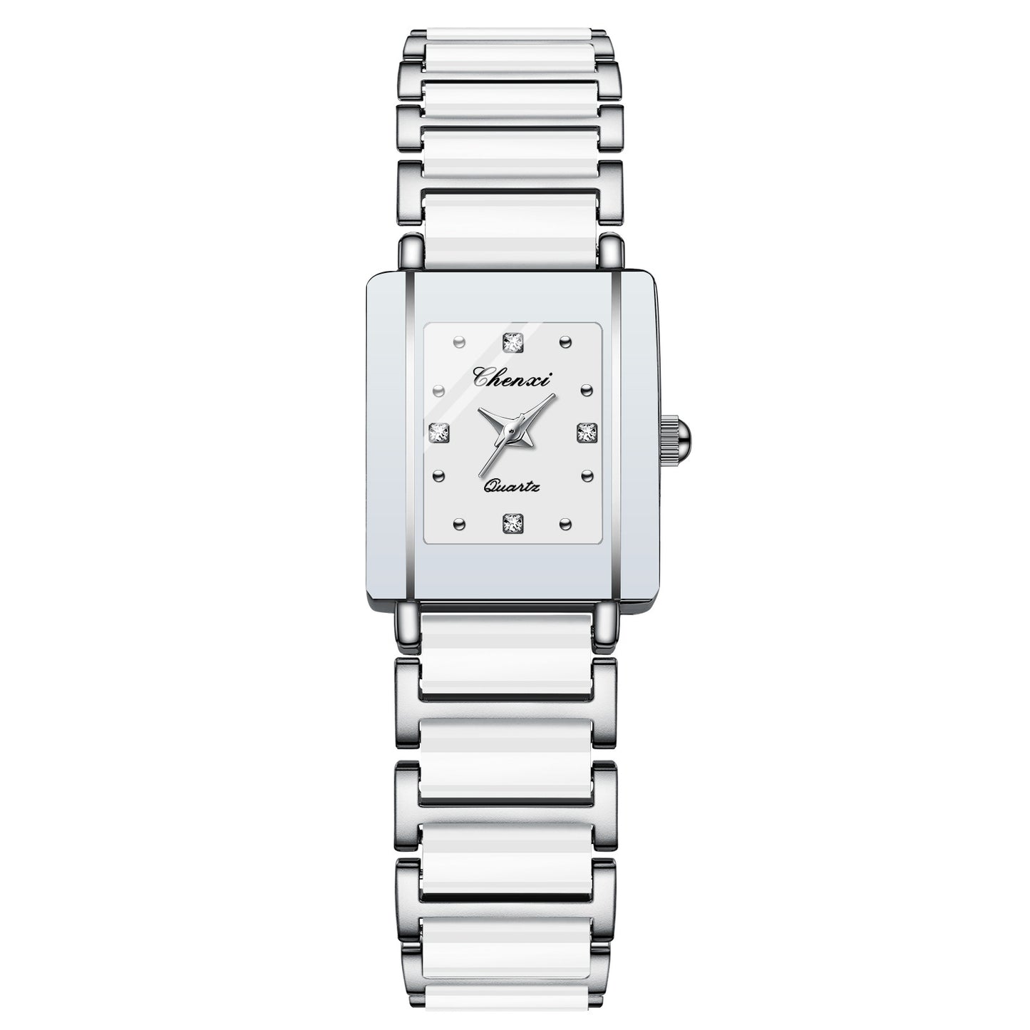 Square Couple Watch for Women and Men Ceramic Quartz Watch